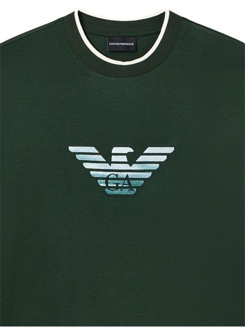 T-shirt uomo Emporio Armani verde inglese manica corta con logo EMPORIO ARMANI | EM005271AF10017U7263